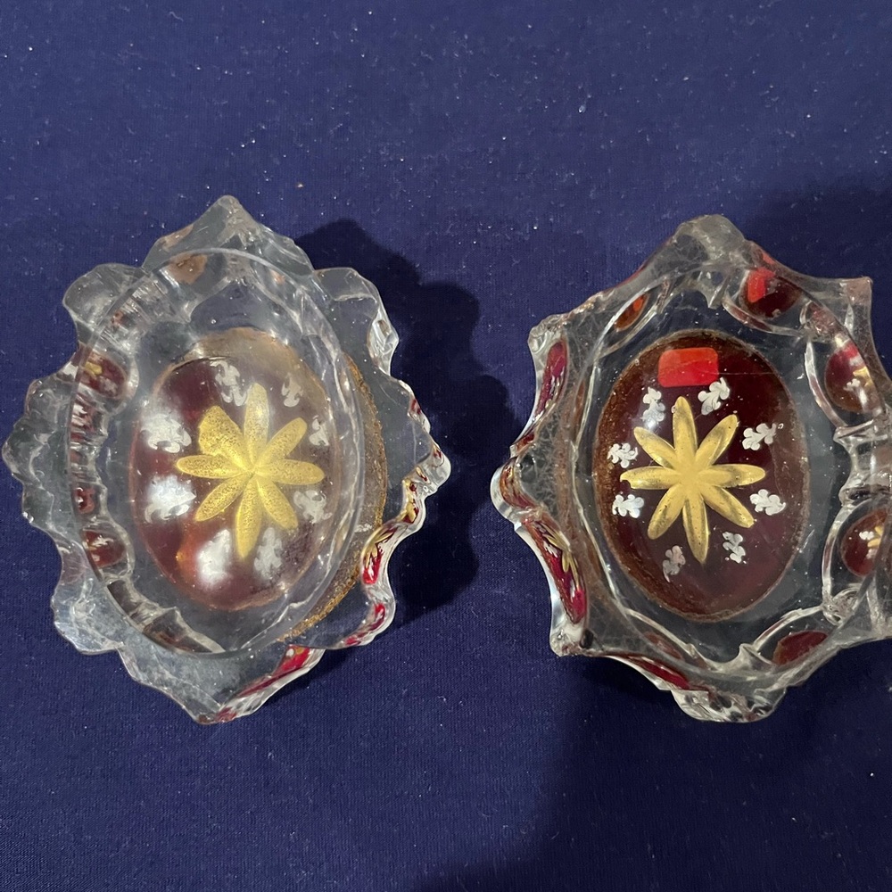 Antique Salt Cellars Possible 18th Century?? Flower Design